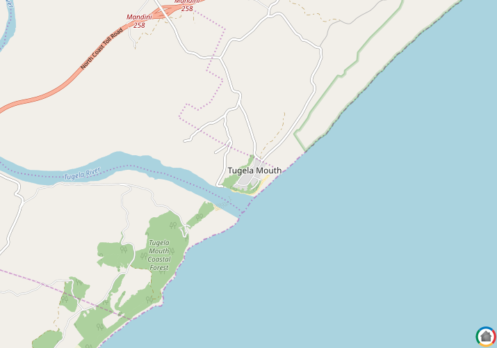 Map location of Tugela Mouth